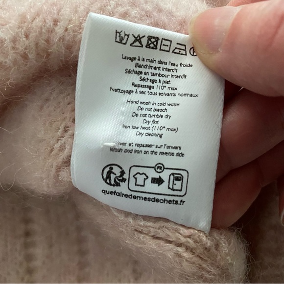 Sezane Antonetta Cardigan Sweater Jumper Powder Pink Merino Wool Mohair Medium - Picture 11 of 13